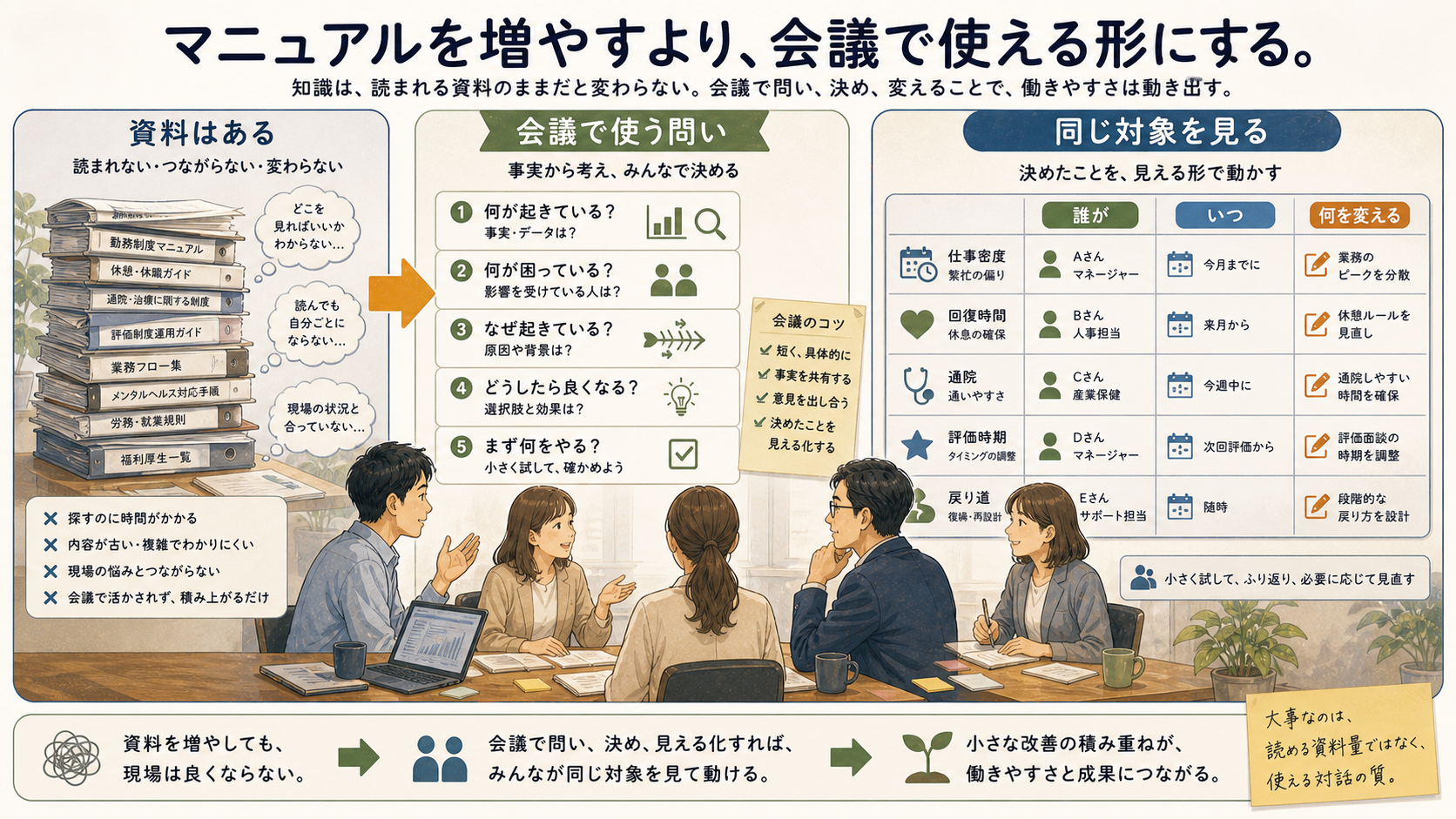 マニュアルを会議で使える手順へ変える図解