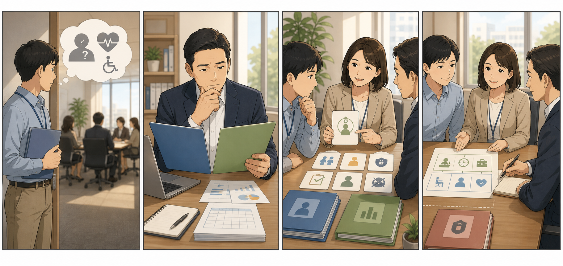 開示と評価の境界を示す4コマ