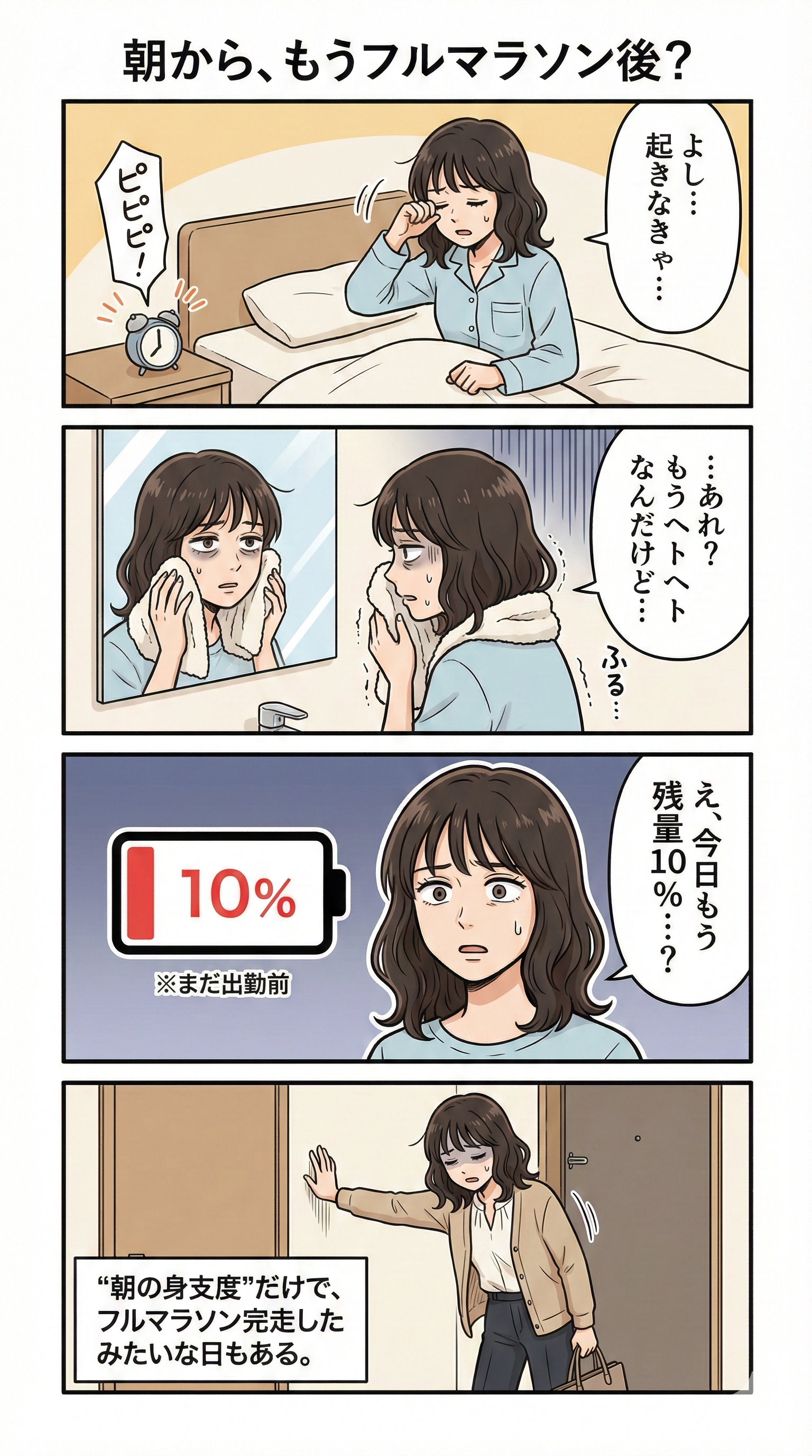 朝から強い疲労があることを示す膠原病4コマ