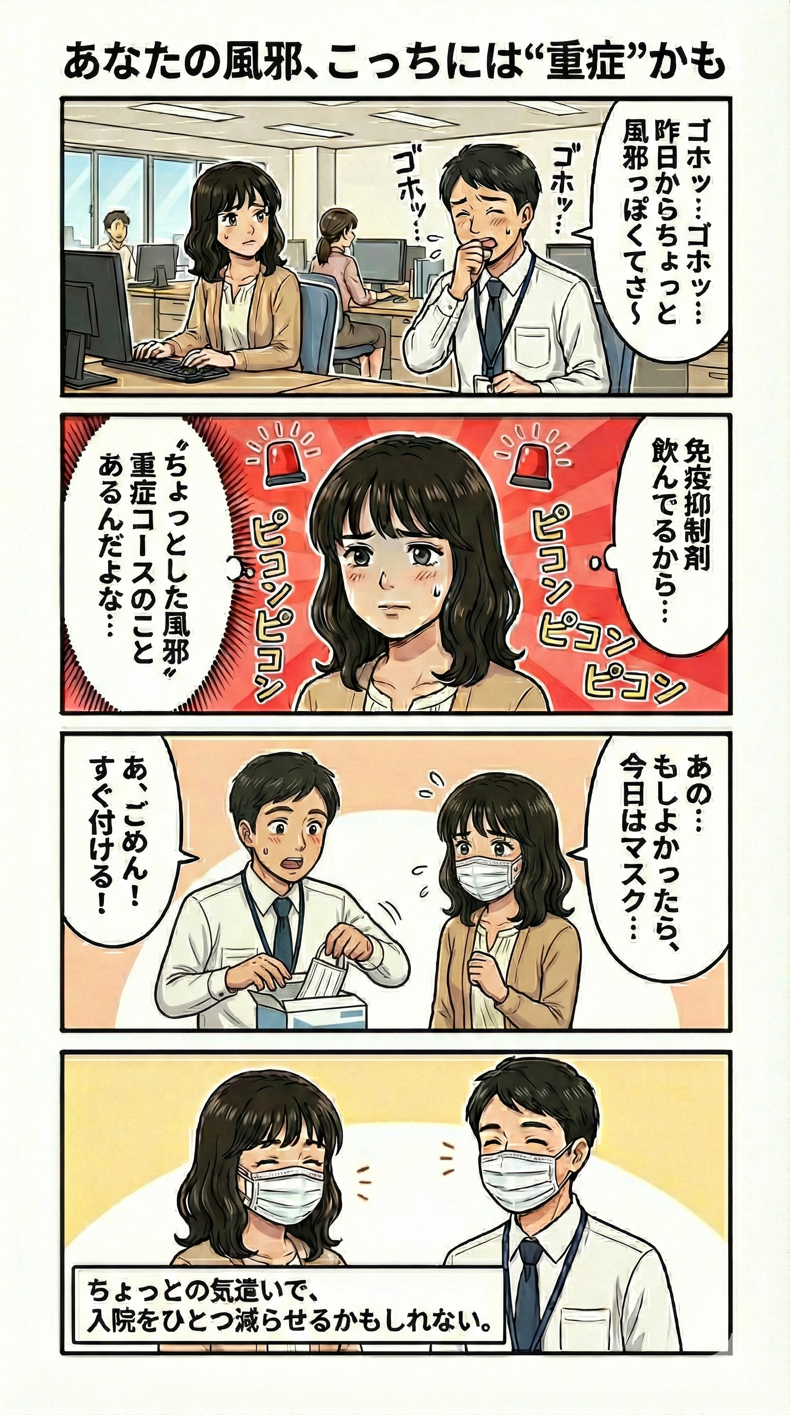 感染リスクの違いを示す膠原病4コマ