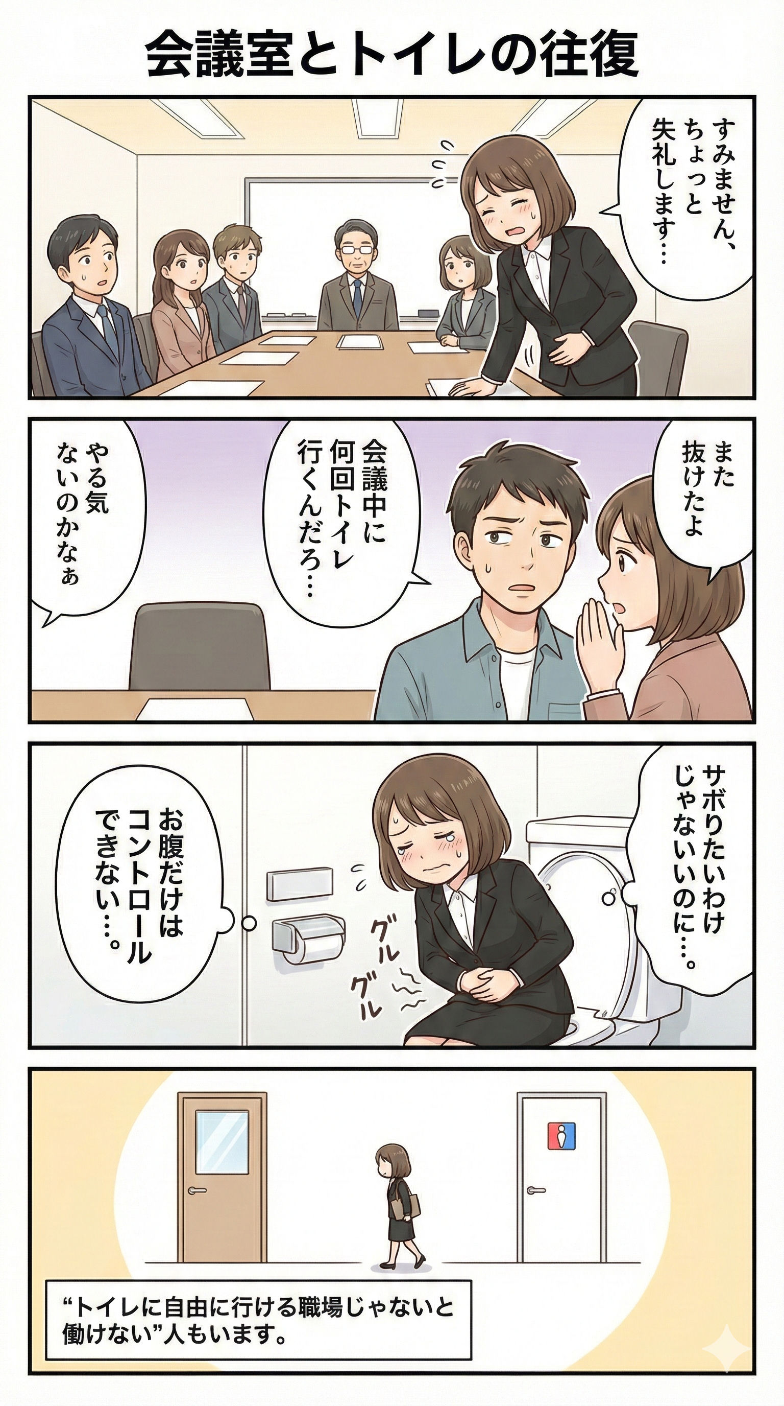 会議室とトイレの往復を示すIBD4コマ