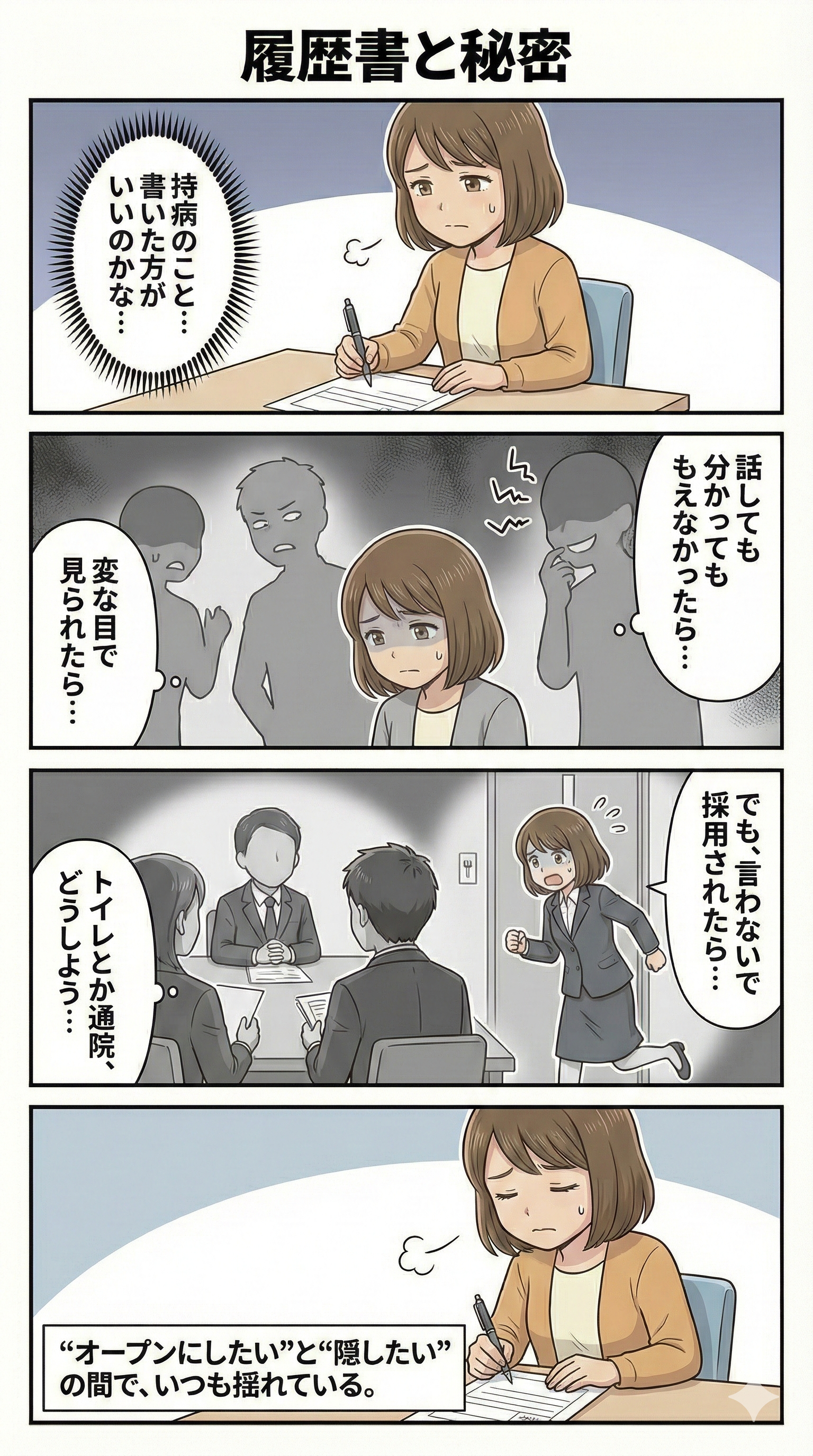 履歴書と秘密を示すIBD4コマ