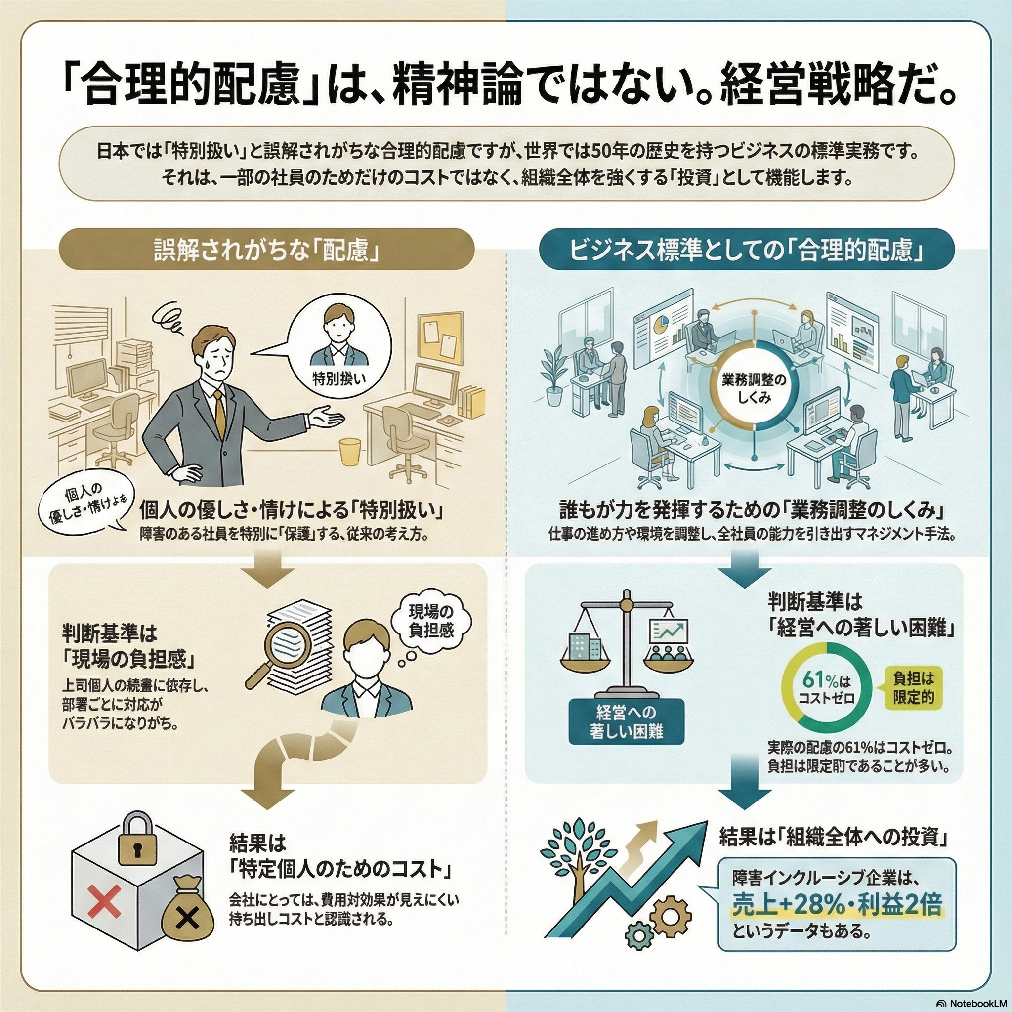 合理的配慮を精神論ではなく経営戦略として示す図解