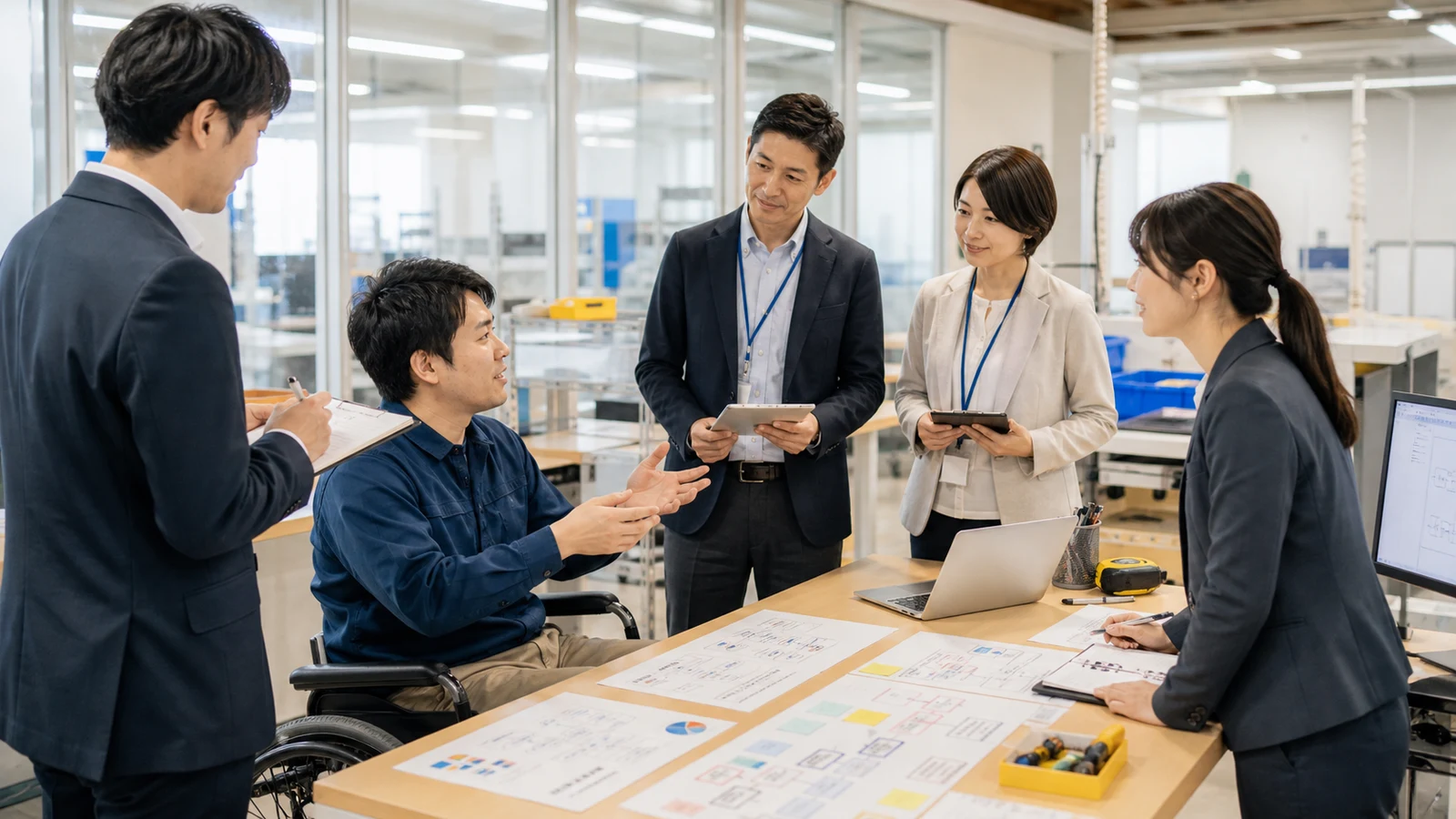 合理的配慮後に残る企業負担を専門家チームが現場で評価する架空特区のニュース写真