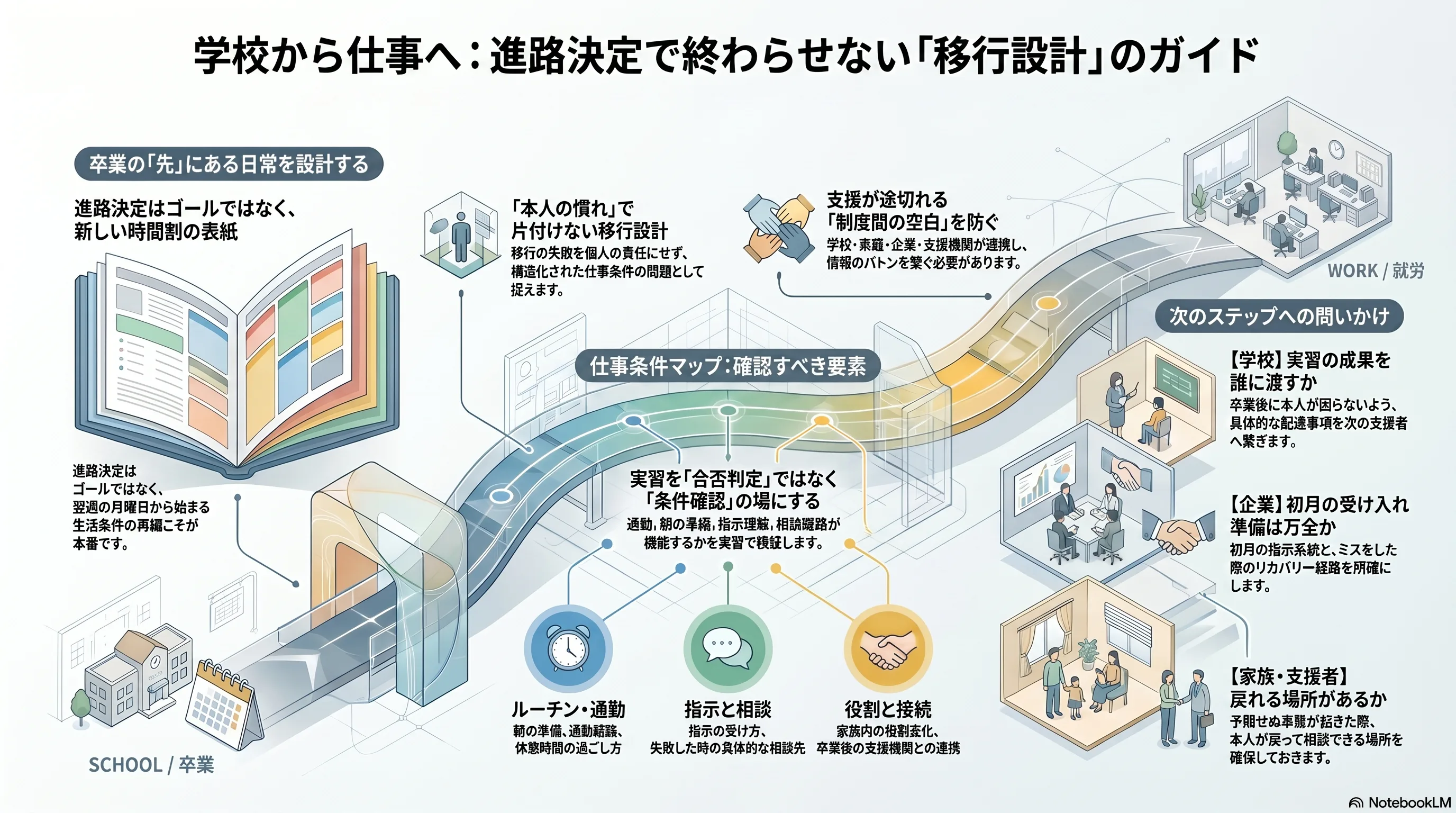 VF-13 学校から仕事へ：進路決定で終わらせない のインフォグラフィック