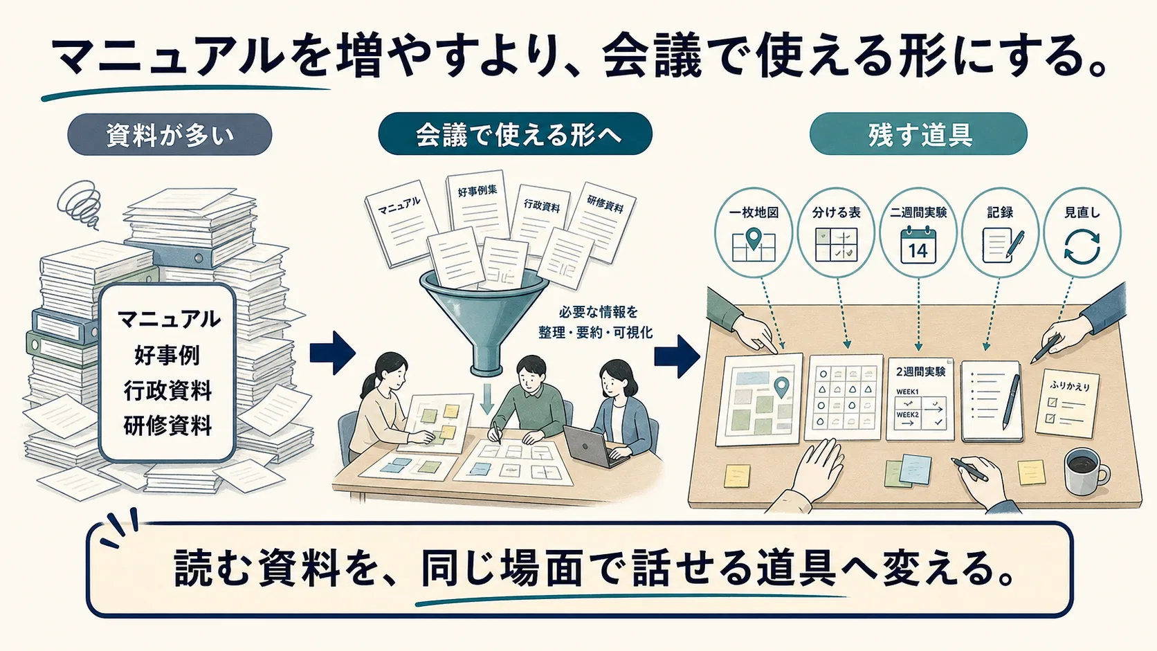 資料を会議道具へ変えるインフォグラフィック