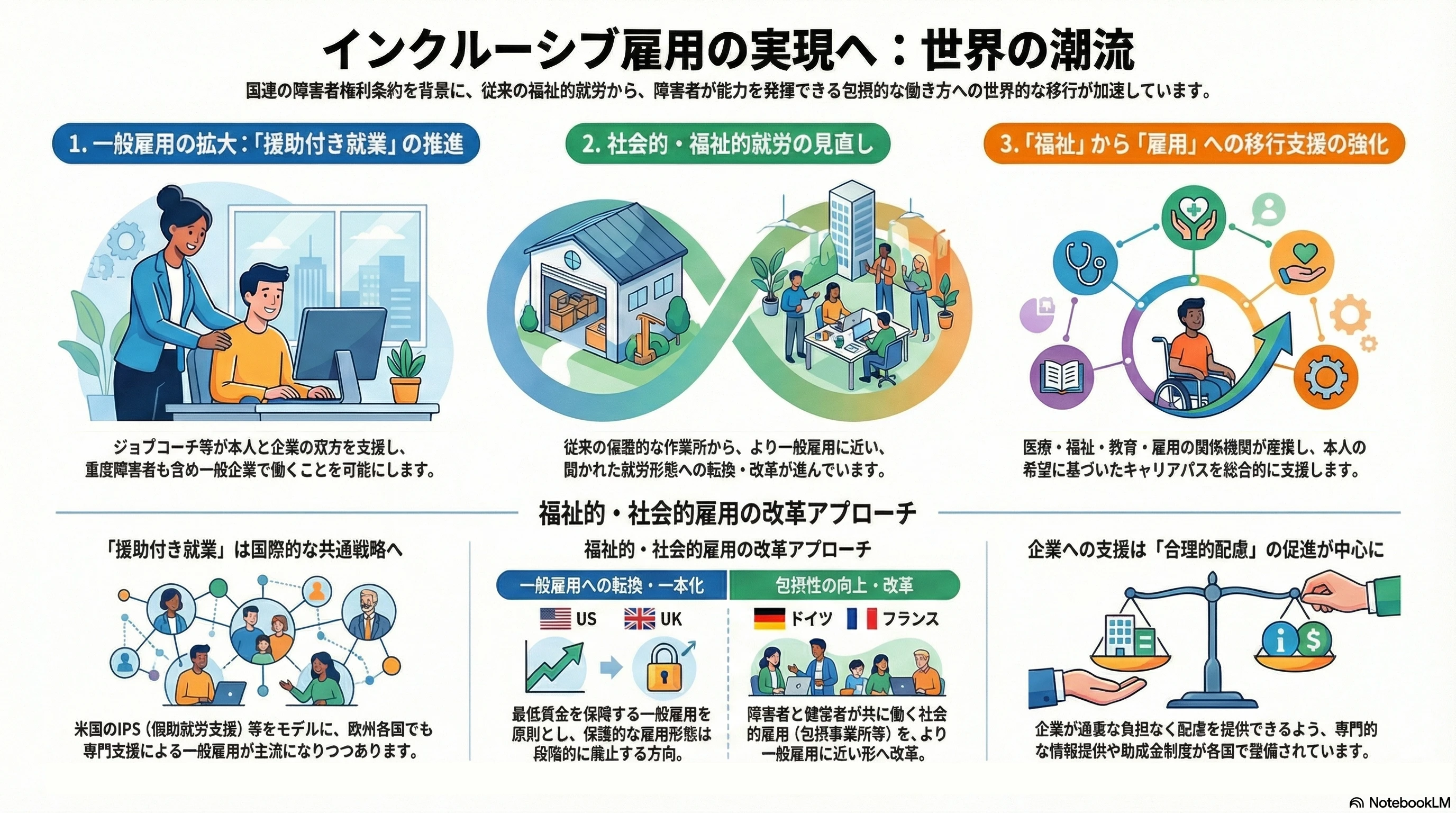 インクルーシブ雇用を社会的投資として示す図解